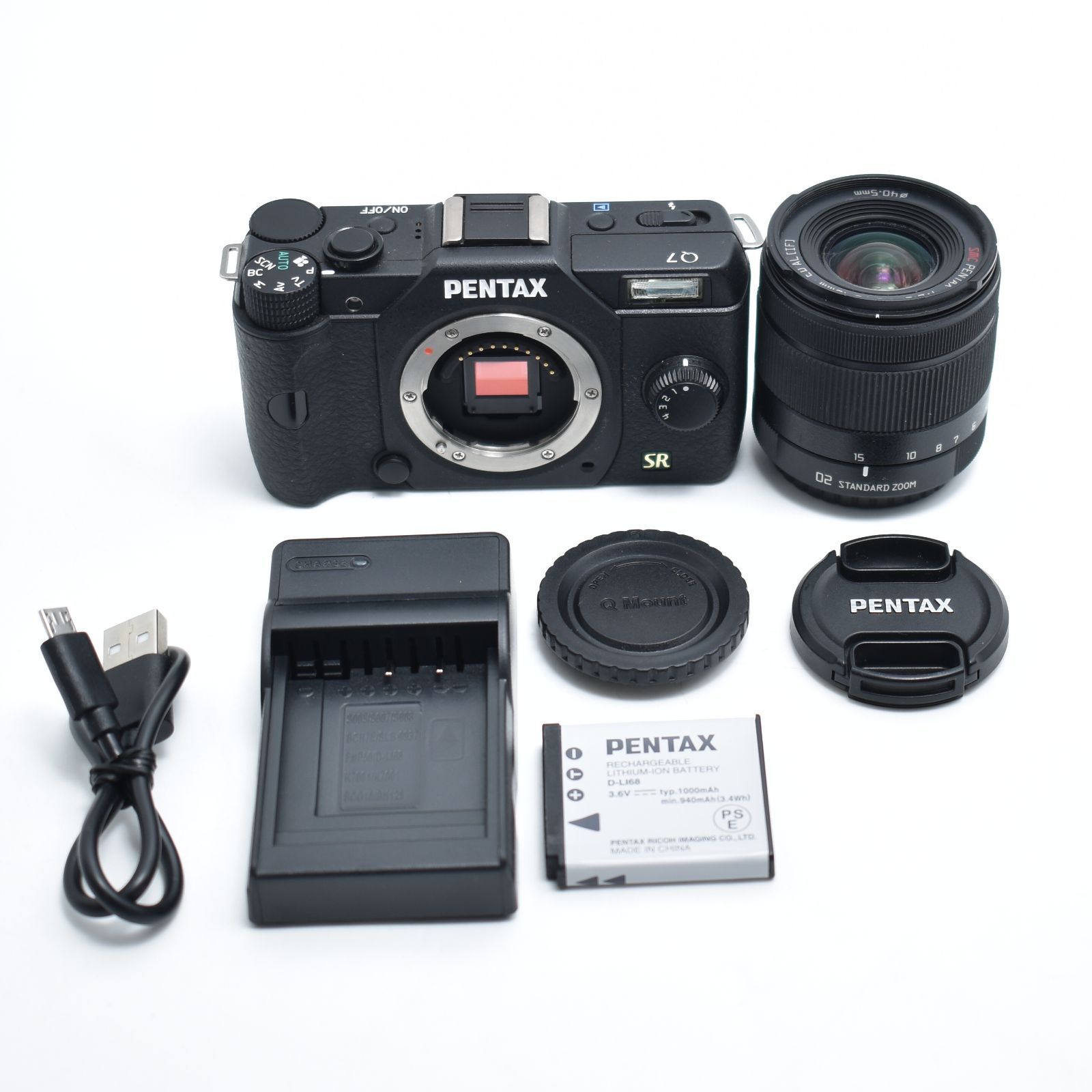 B 10850 PENTAX ミラーレス一眼 Q 7 ズームレンズキット 標準ズーム 02 ZOOM ブラック BLACK LENSKIT 10722