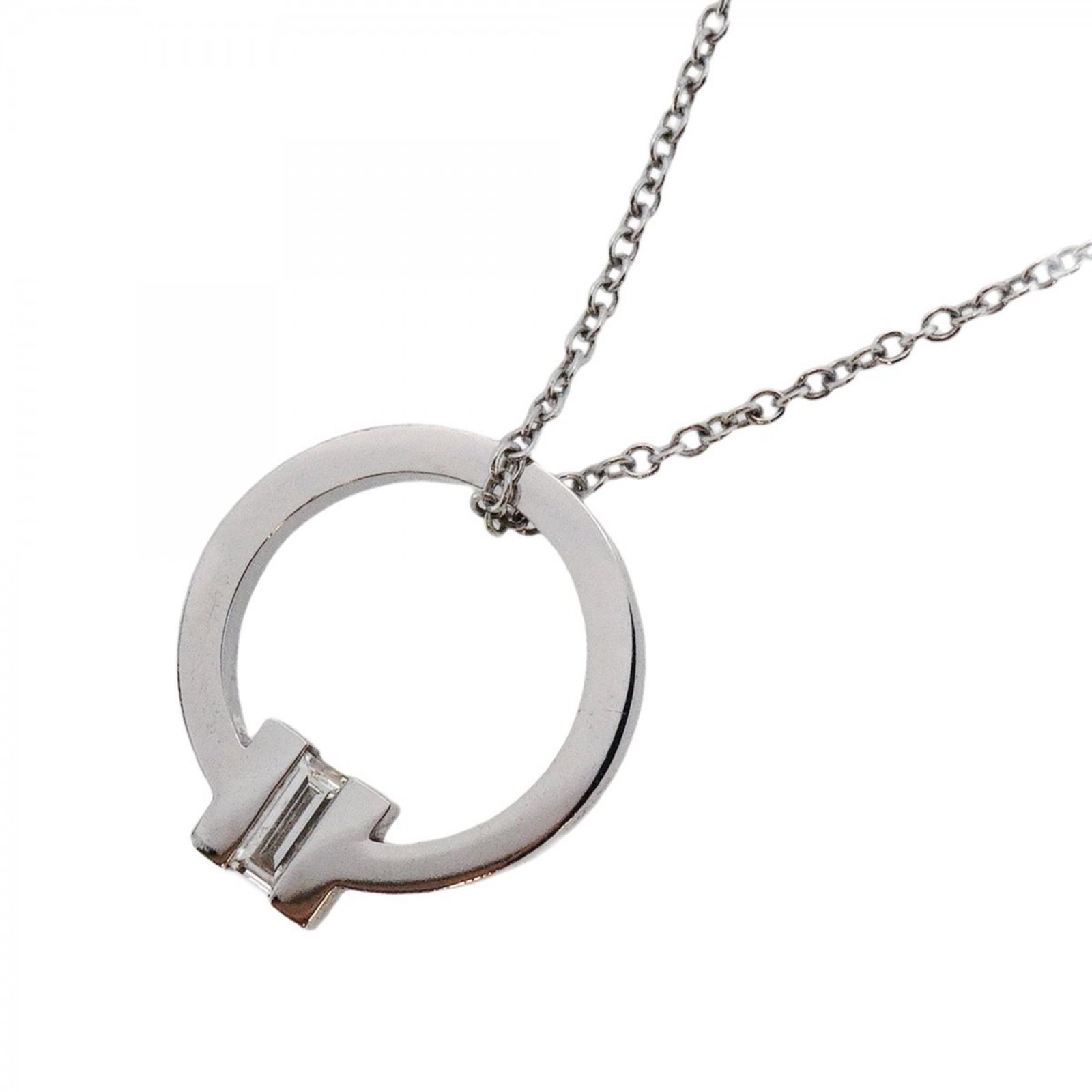 ティファニー Tiffany ネックレス Tスクエア 1 PD 18 KWG ホワイトゴールド ダイヤモンドレディース