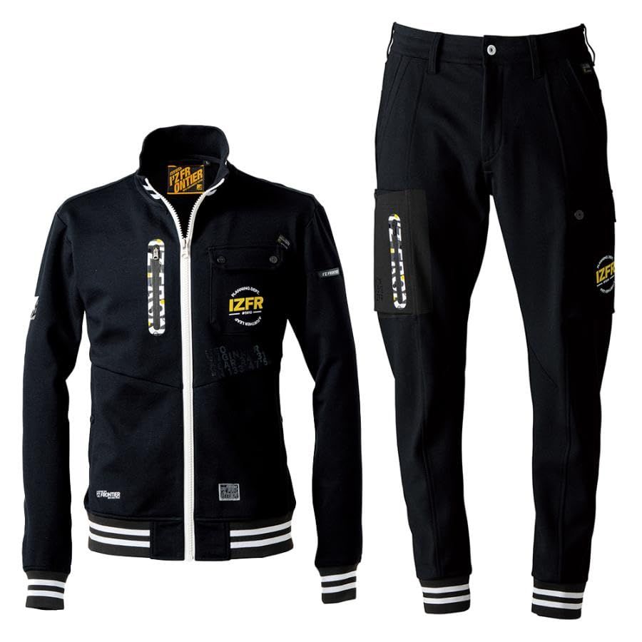 アイズフロンティア 秋冬 最新 ワークウェア 上下セット 長袖 ストレッチ 高強度 ジャンパー ジョガーパンツ 作業服 作業着 5910 5919 82 ディメンションブラック M