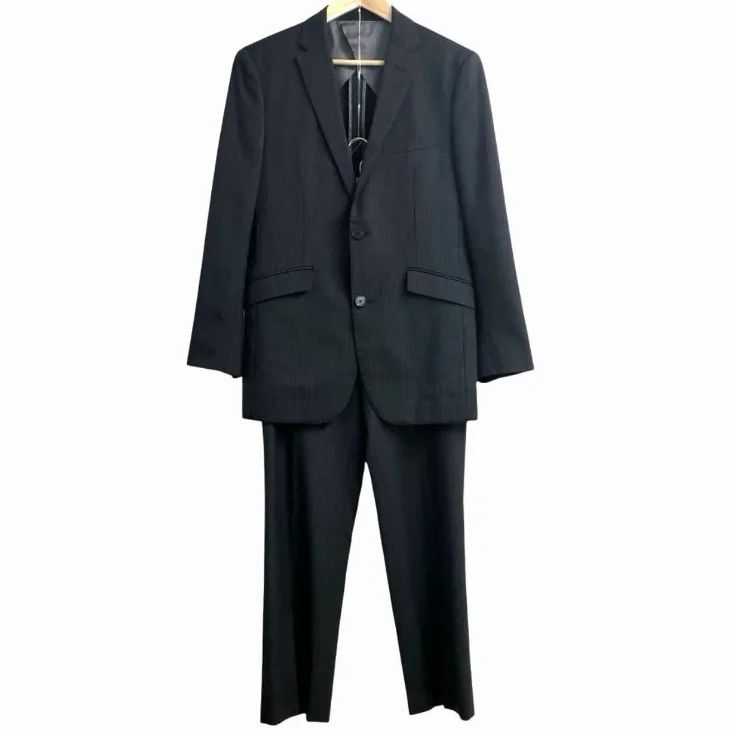 90's Burberry ブラックダブルスーツ　セットアップ BURBERRY】バーバリー ウール100％ バーズアイダブルセットアップ