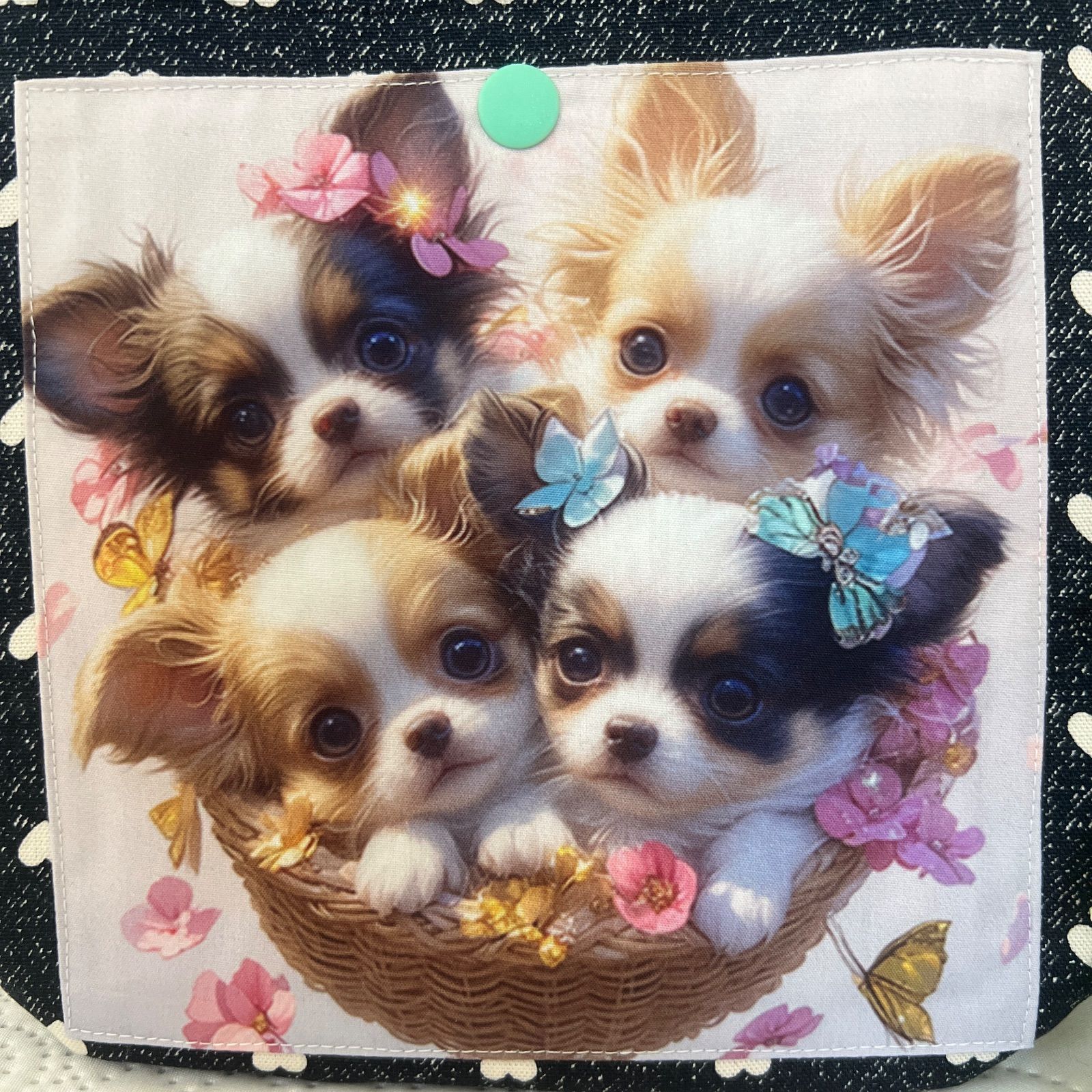 376]バスケット チワワちゃん☆コロンと可愛い丸底サコッシュ・合皮