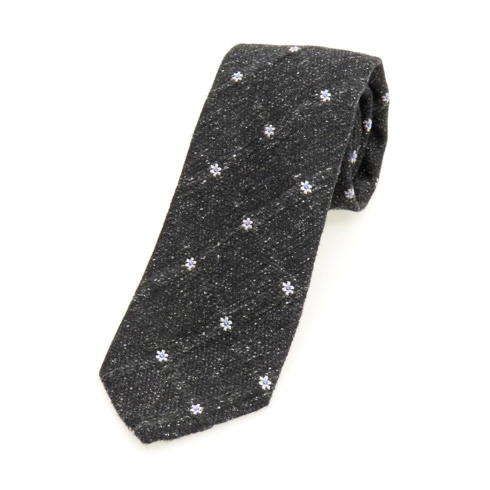 中古】タイユアタイ TIE YOUR TIE シルクウール系 三つ折り 花小紋柄