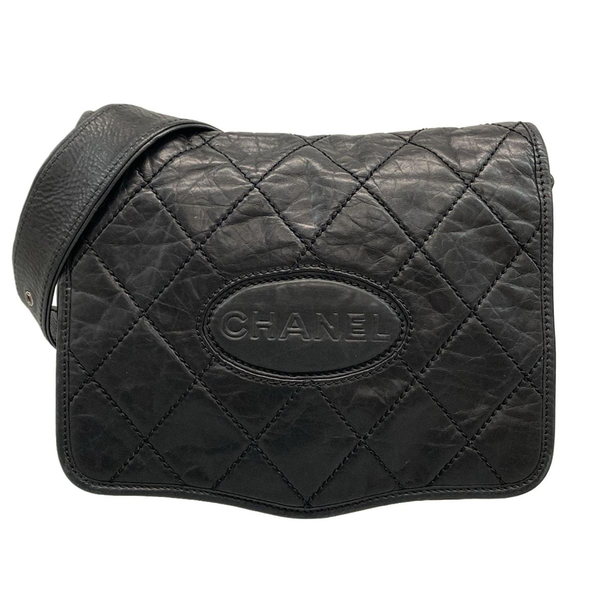 CHANEL シャネル ショルダーバッグ ワイルドステッチ 黒 シルバー金具