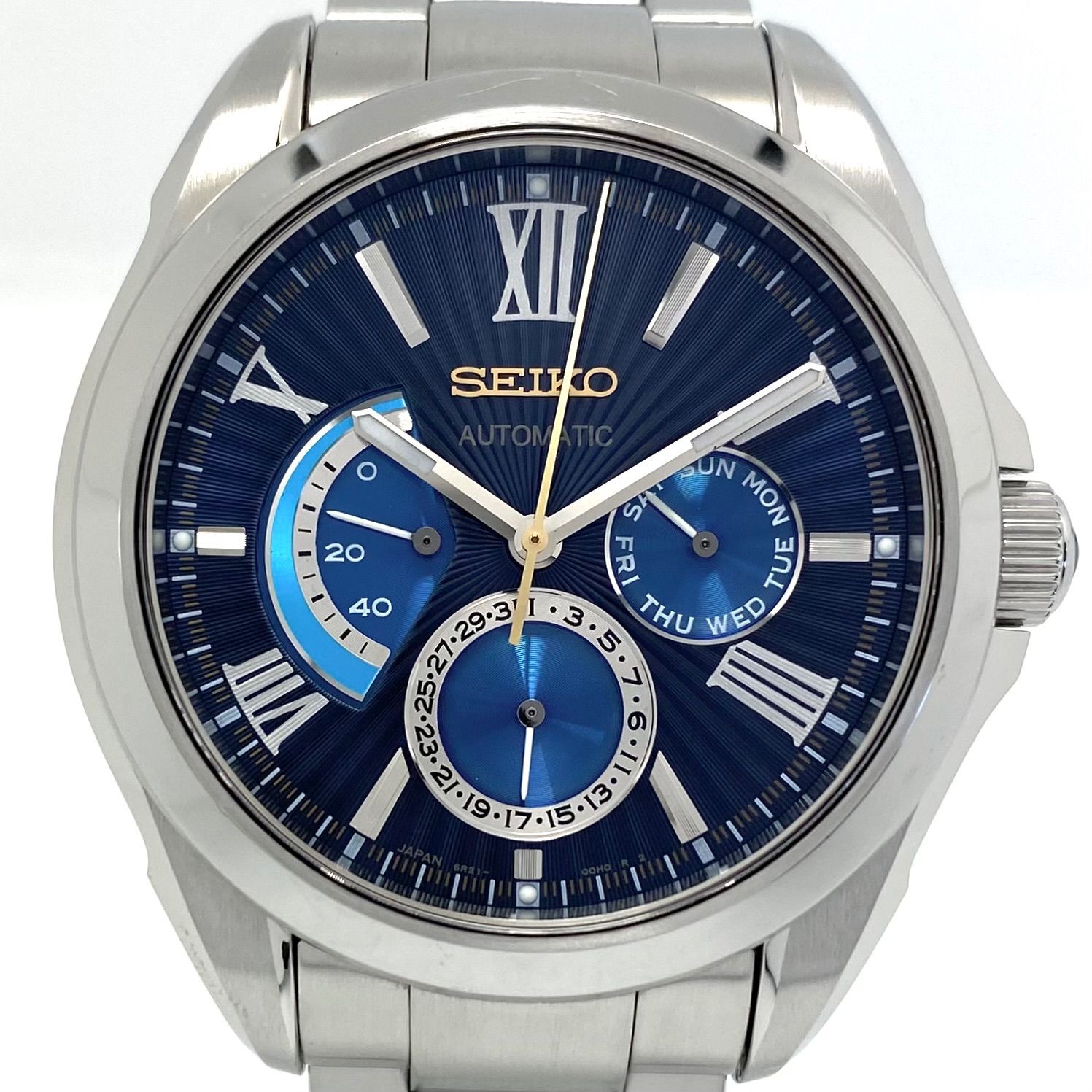 腕時計 メンズ セイコー SEIKO ブライツ バカルディコラボモデル SDGC009 6R21 00K0 自動巻 青 デイデイト表示 パワーリザーブ 裏スケ 10気圧防水 500本