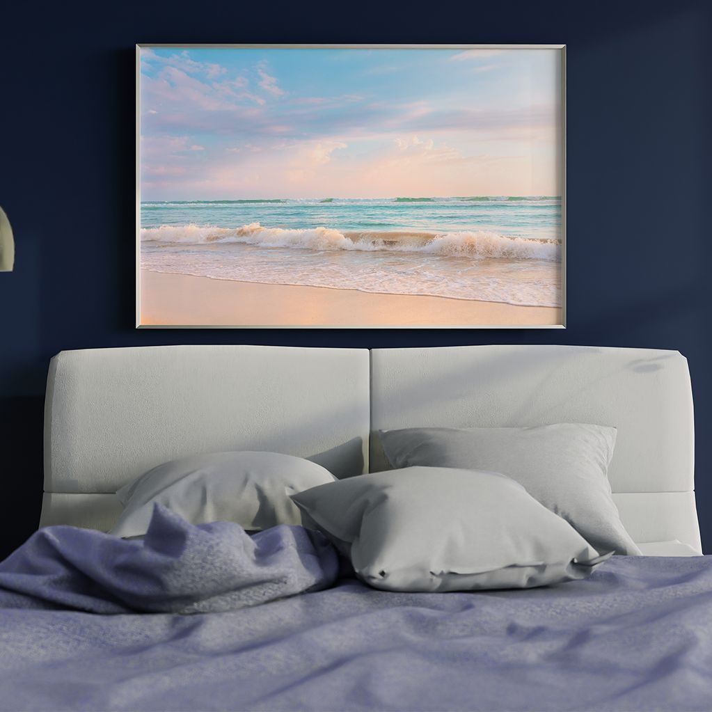 専用**A2 アートポスター パステルビーチ 波打ち際 サンセット 4448
