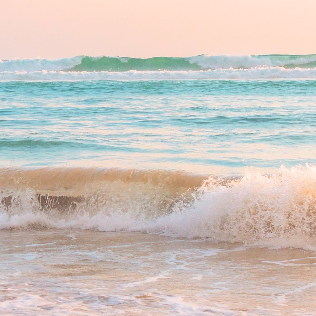 専用**A2 アートポスター パステルビーチ 波打ち際 サンセット 4448