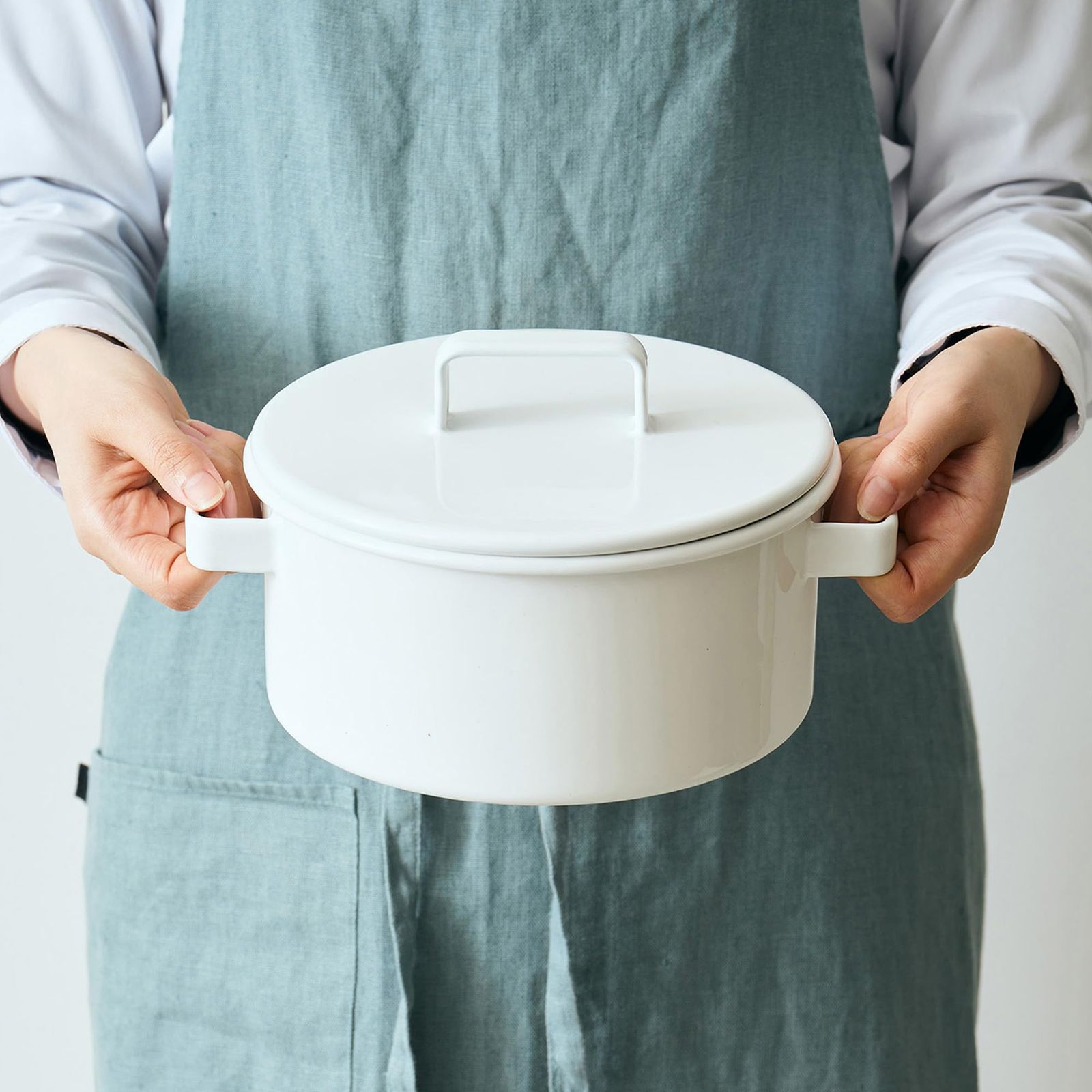 365 methods 両手鍋 キャセロール ホーロー 20 cm IH対応 オーブン可 食洗器可 ホワイト YY C W