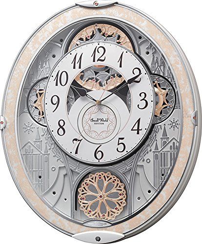 リズム RHYTHM 掛け時計 電波時計 アナログ からくり 48曲 メロディ 白 45 7 x 37 9 8 5 cm po 759 db 6 cc