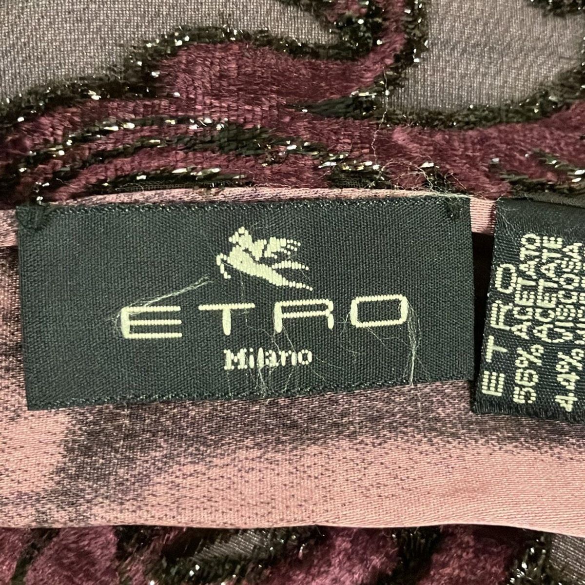 ETRO(エトロ) ストール(ショール)美品 - ダークグレー×ボルドー×黒
