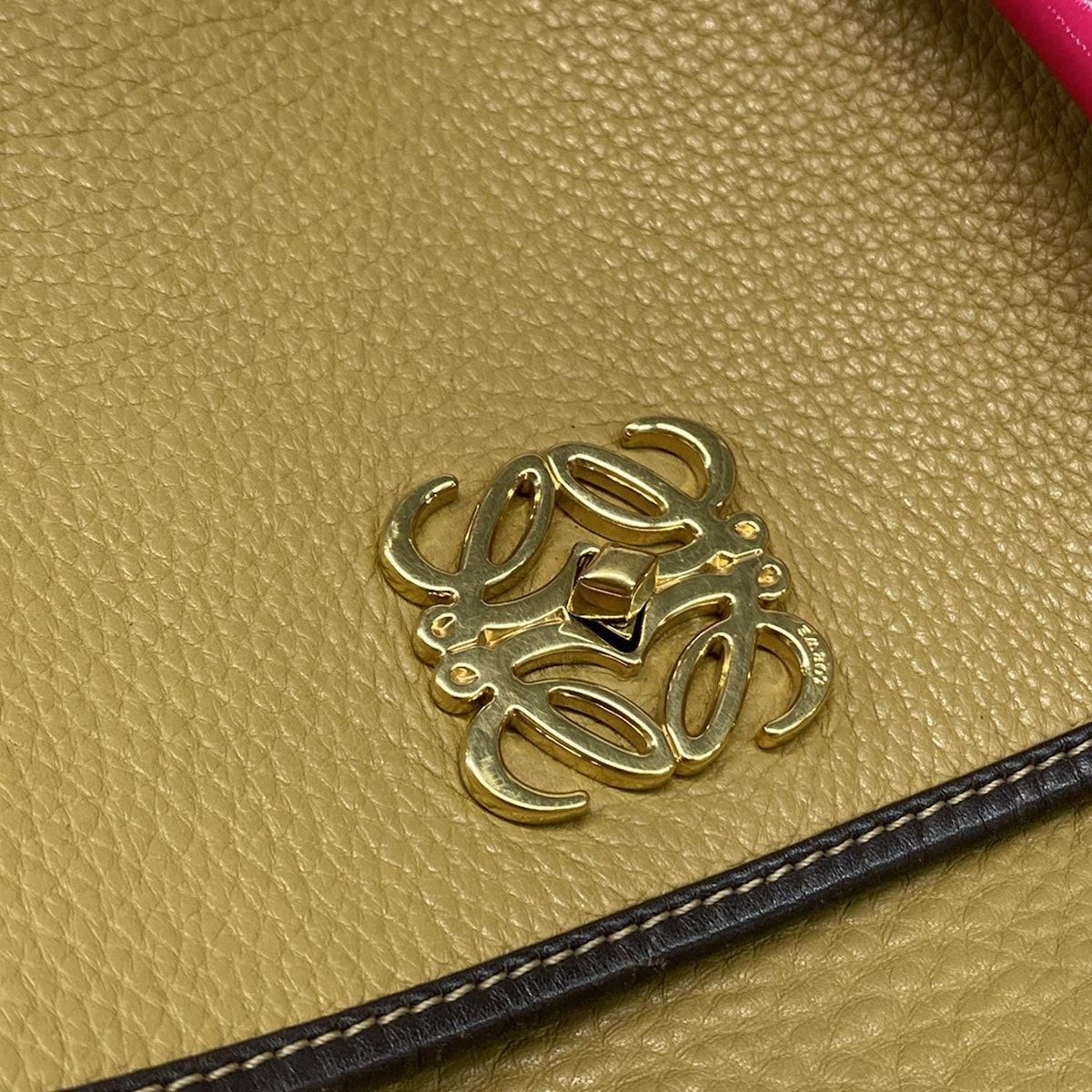 LOEWE(ロエベ) ハンドバッグ アラモ36 ベージュ×ダークブラウン×ピンク  