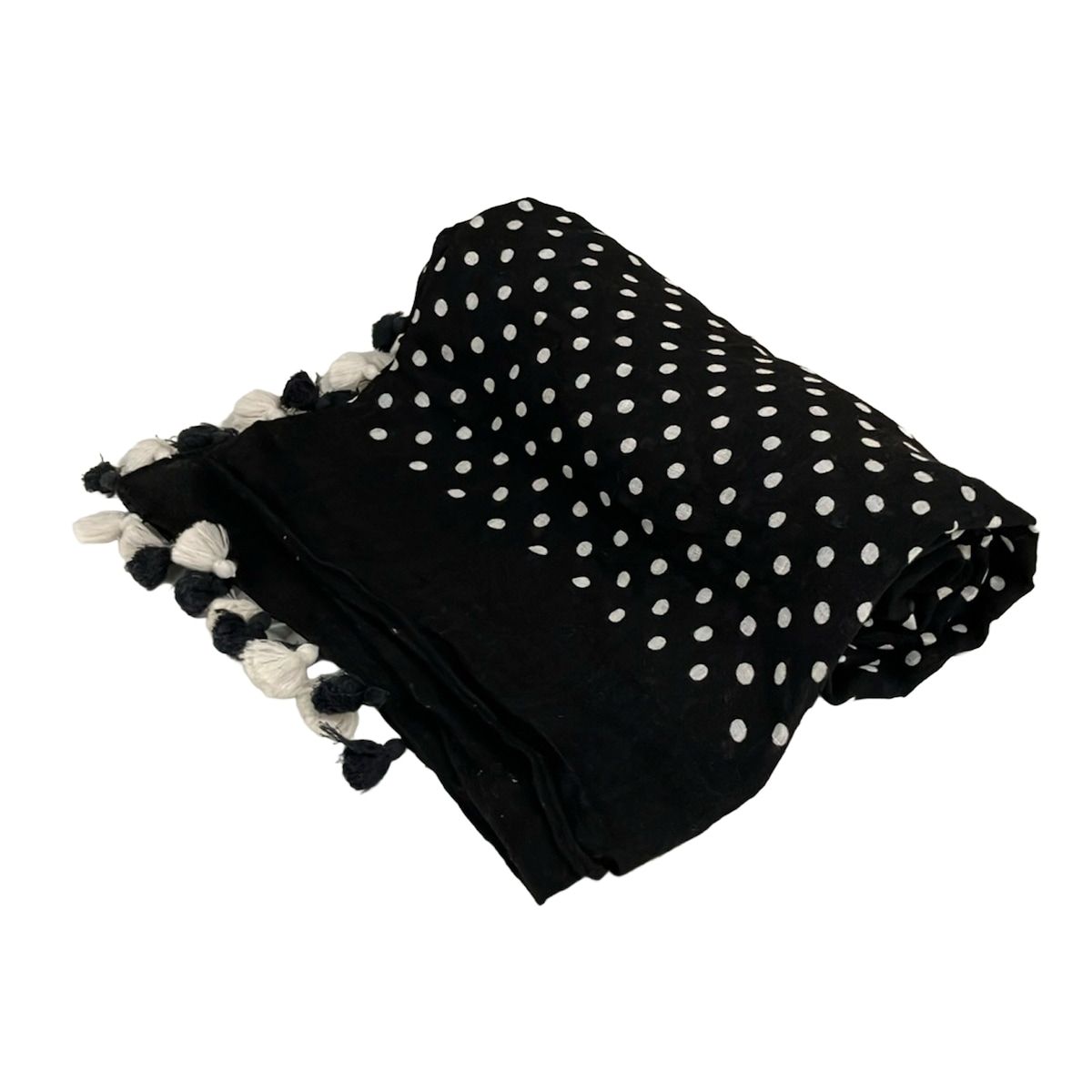 tricot COMMEdesGARCONS トリココムデギャルソン ストール ショール 黒×白 ドット柄 リネン