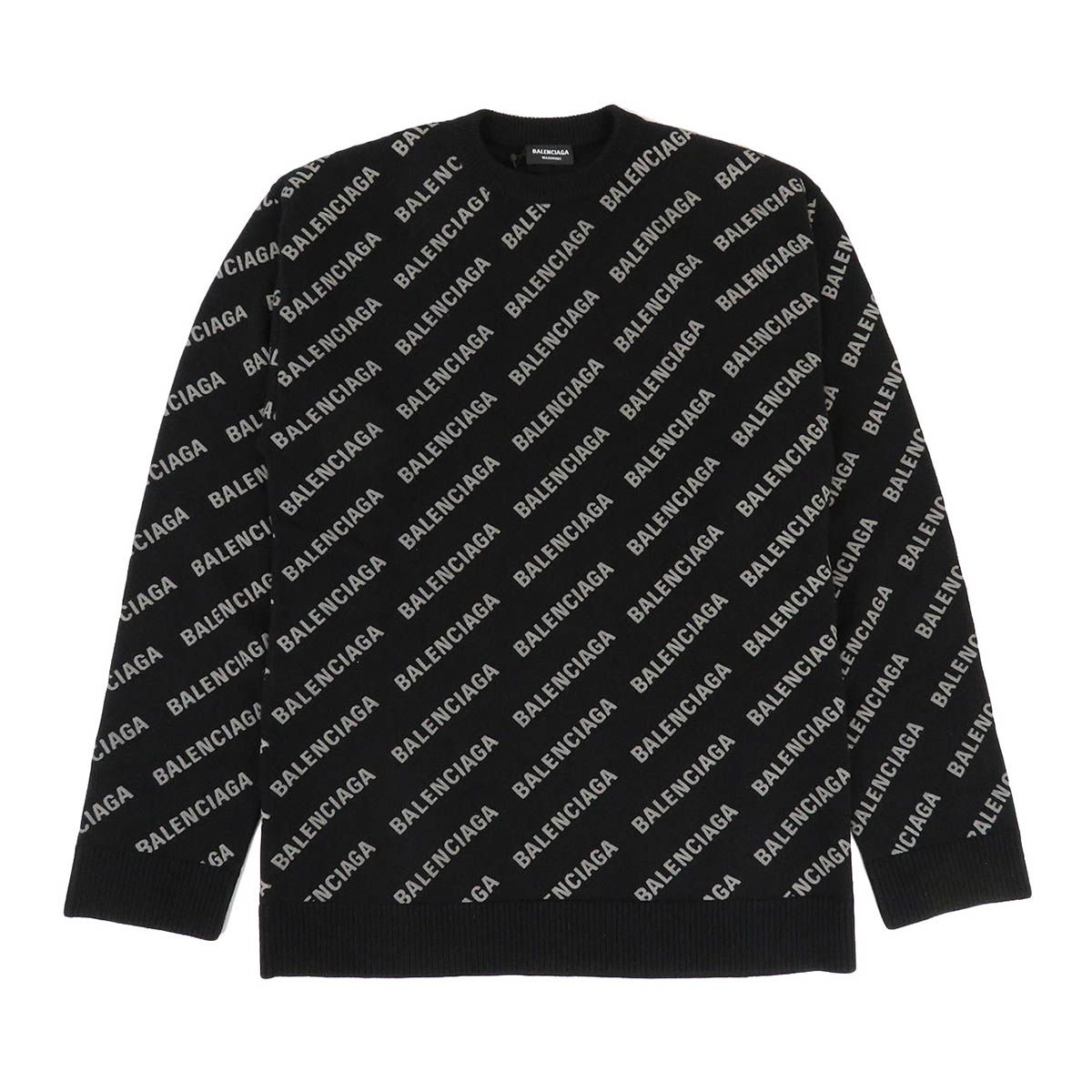 バレンシアガ オールオーバーロゴ カシミヤ クルーネック ニット