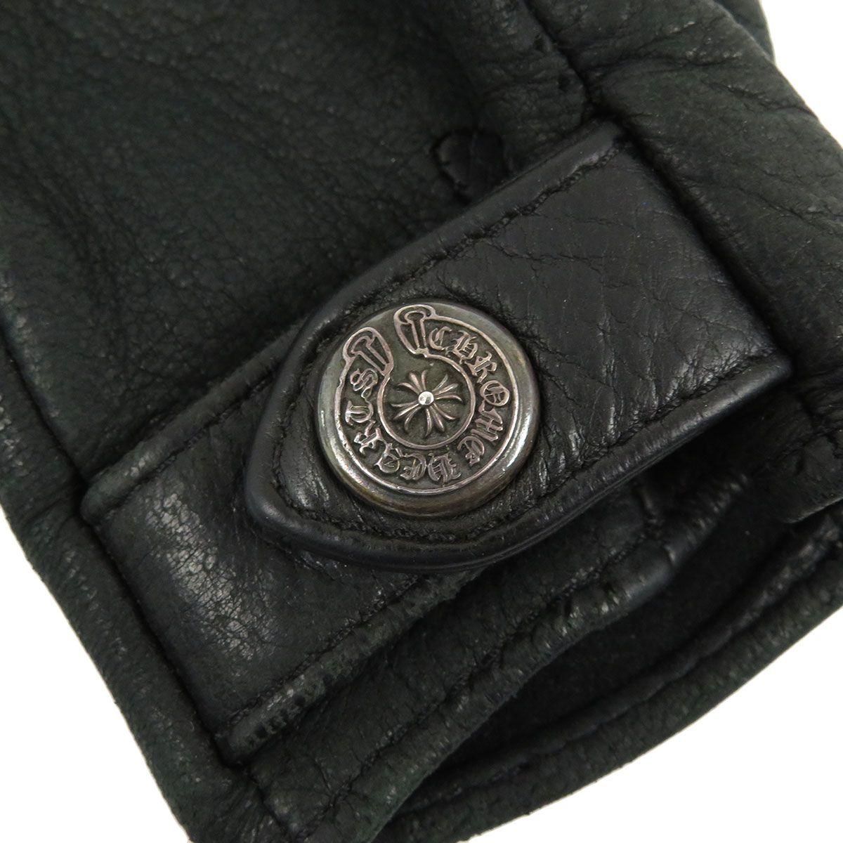 クロムハーツ  ホースシューボタンレザーケース 中古 GZ11 クロムハーツ ホースシュー ボタン レザー グローブ ユニセックス