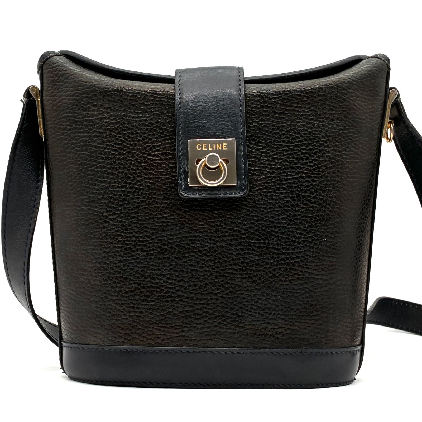 CELINE セリーヌ ショルダーバッグ オールレザー ガンチーニ ロゴ金具