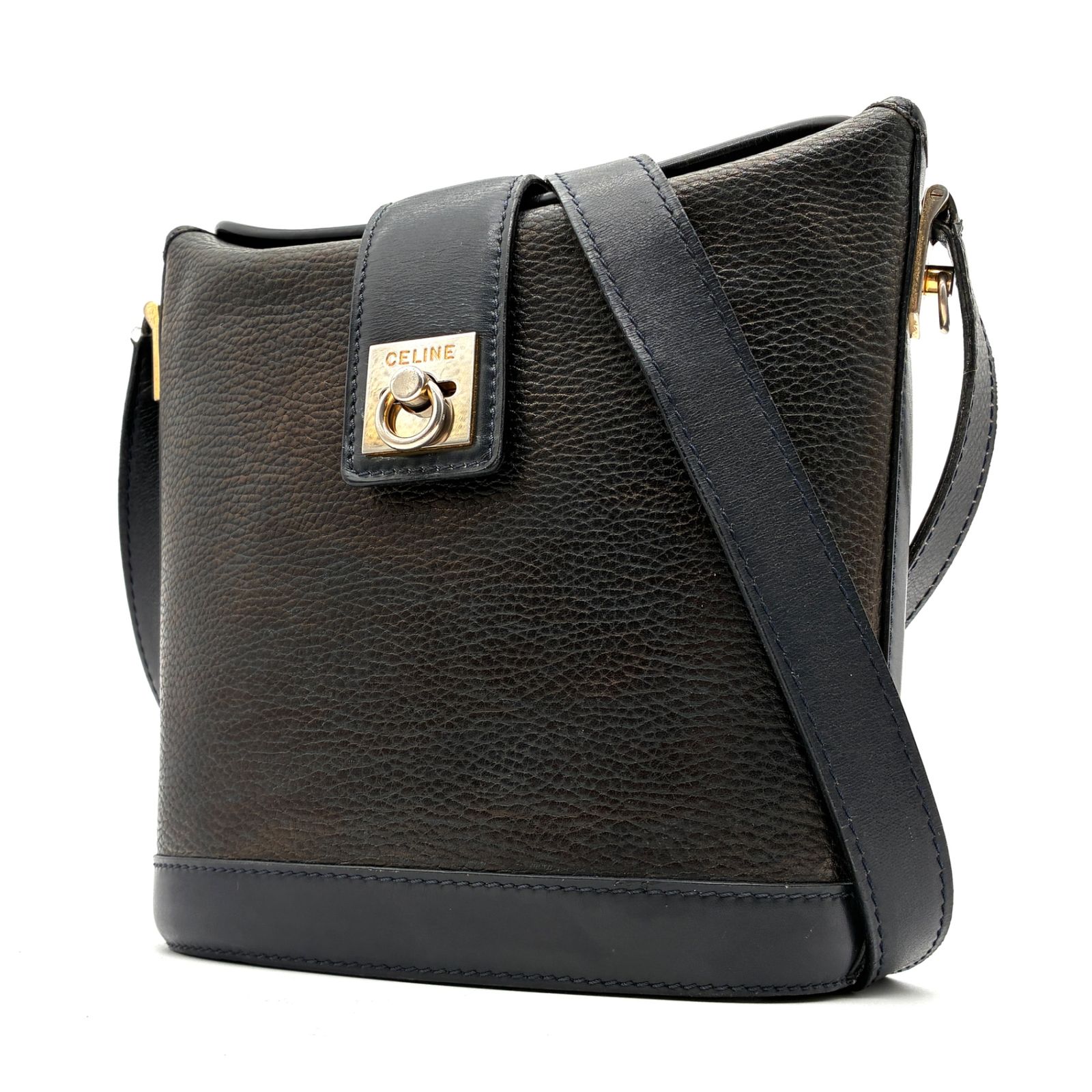 希少✨CELINE オールドセリーヌ ショルダーバック レザー ガンチーニ CELINE セリーヌ ショルダーバッグ オールレザー ガンチーニ ロゴ金具