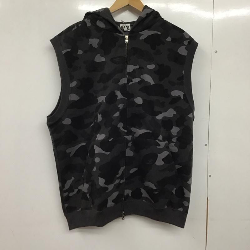 【新品未使用】A BATHING APE 迷彩柄 ダウンベスト Sサイズブラック BATHING A | zip hoodie AAPE BY ブラック 迷彩 BAPE アベイシング