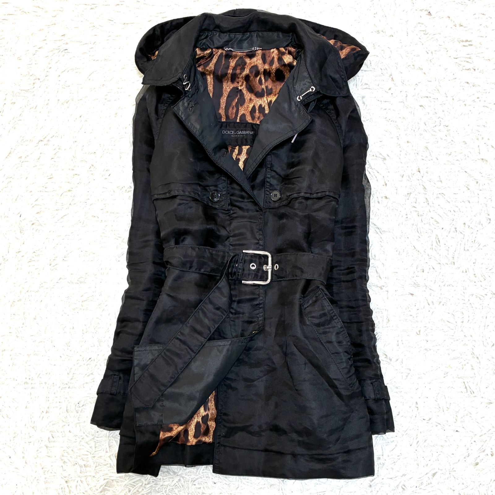 DOLCE&GABBANA♪レオパード柄ジャケット　イタリア製　ブラック　38 Dolce & Gabbana レオパード柄 タイガー ボンバージャケット (Dolce