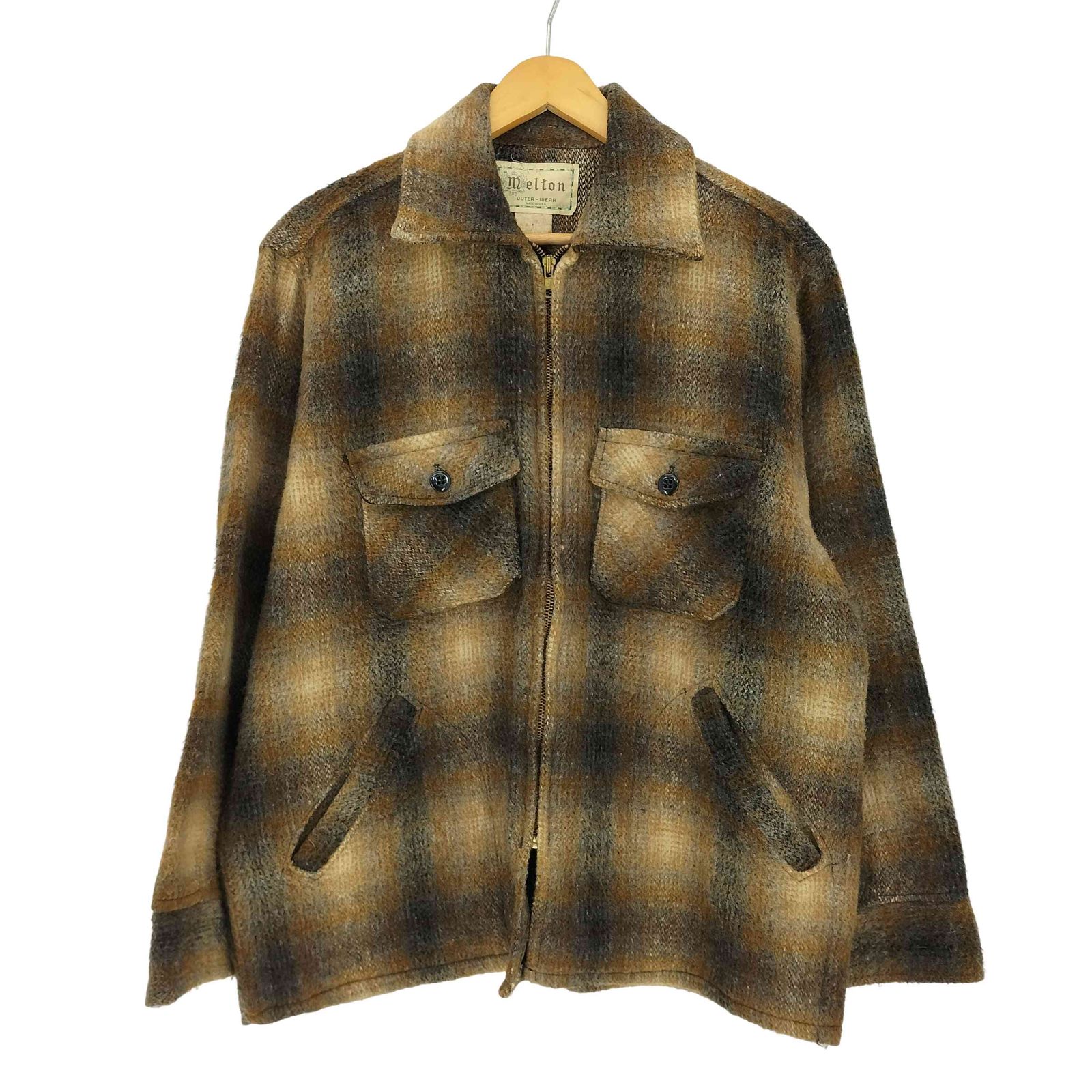 メルトン melton 70s USA製 オンブレチェック CPOジャケット メンズ