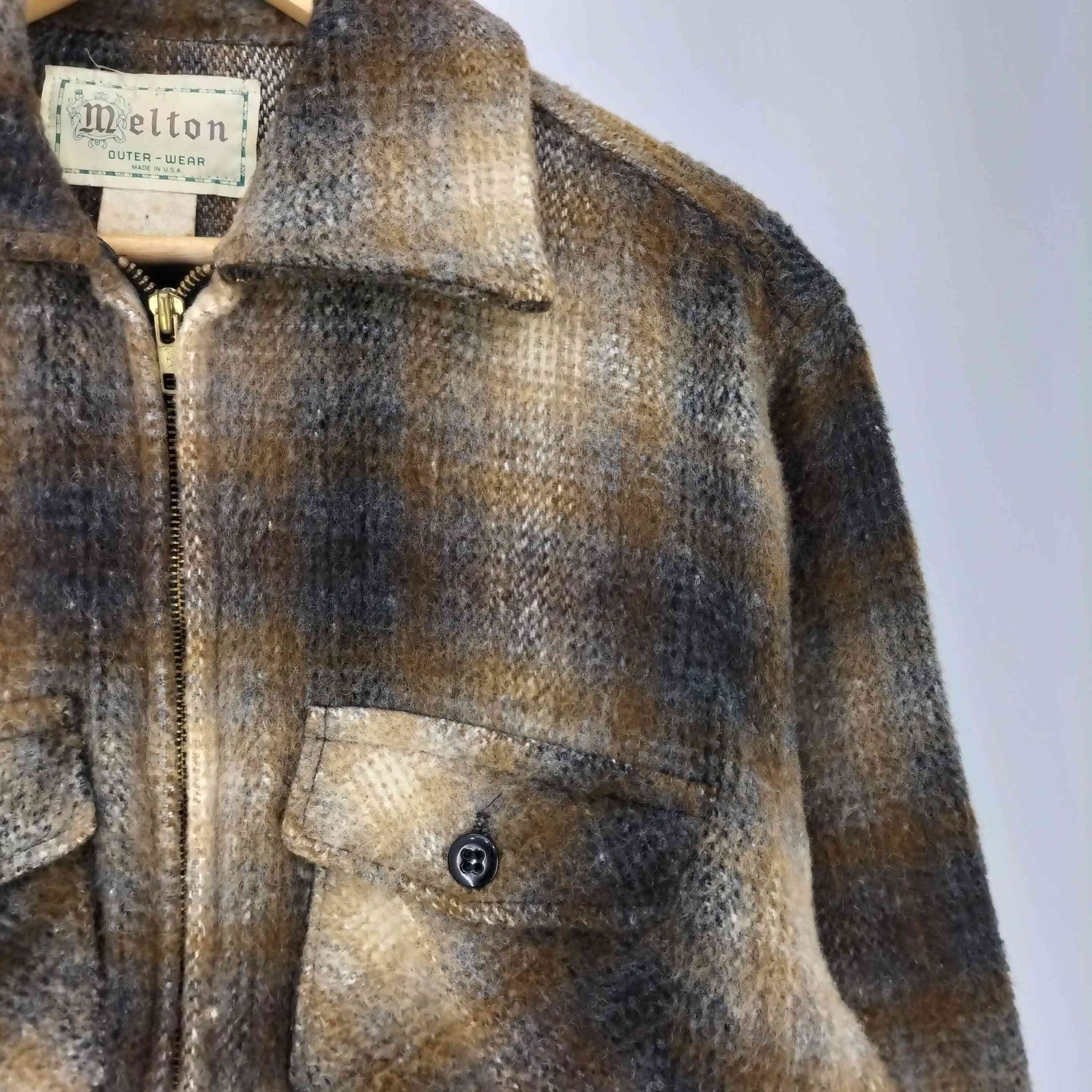 メルトン melton 70s USA製 オンブレチェック CPOジャケット メンズ 