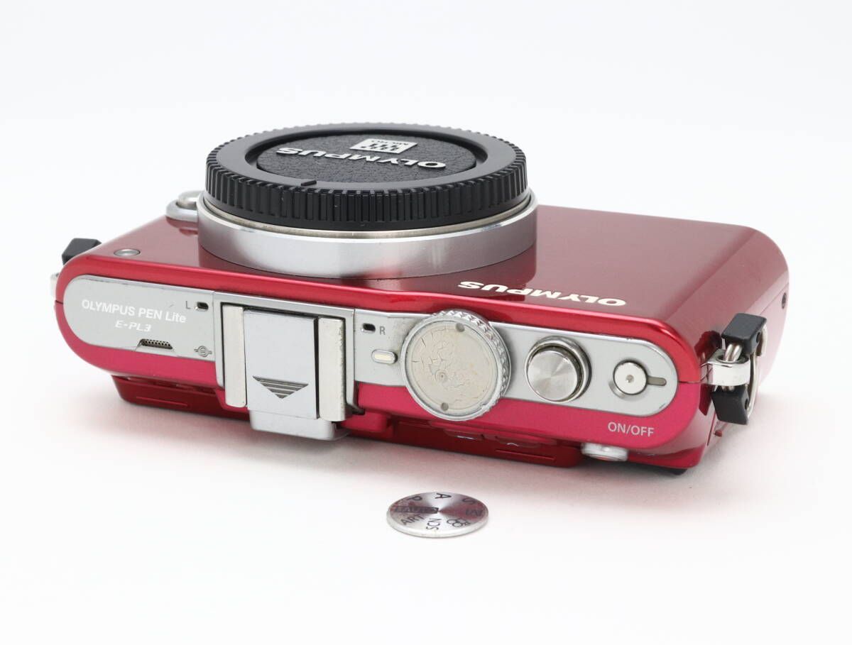 ✨❤️シャッター回数3412回E-PL6 美品ジャンク動作問題無し❤️✨ B+ (並品) OLYMPUS オリンパス PEN Lite E-PL3 ボディ レッド