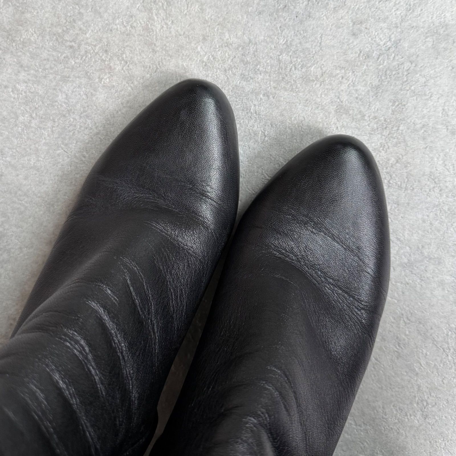 美品 PRADA プラダ ロゴ レザー ショートブーツ ブラック 黒 シルバー