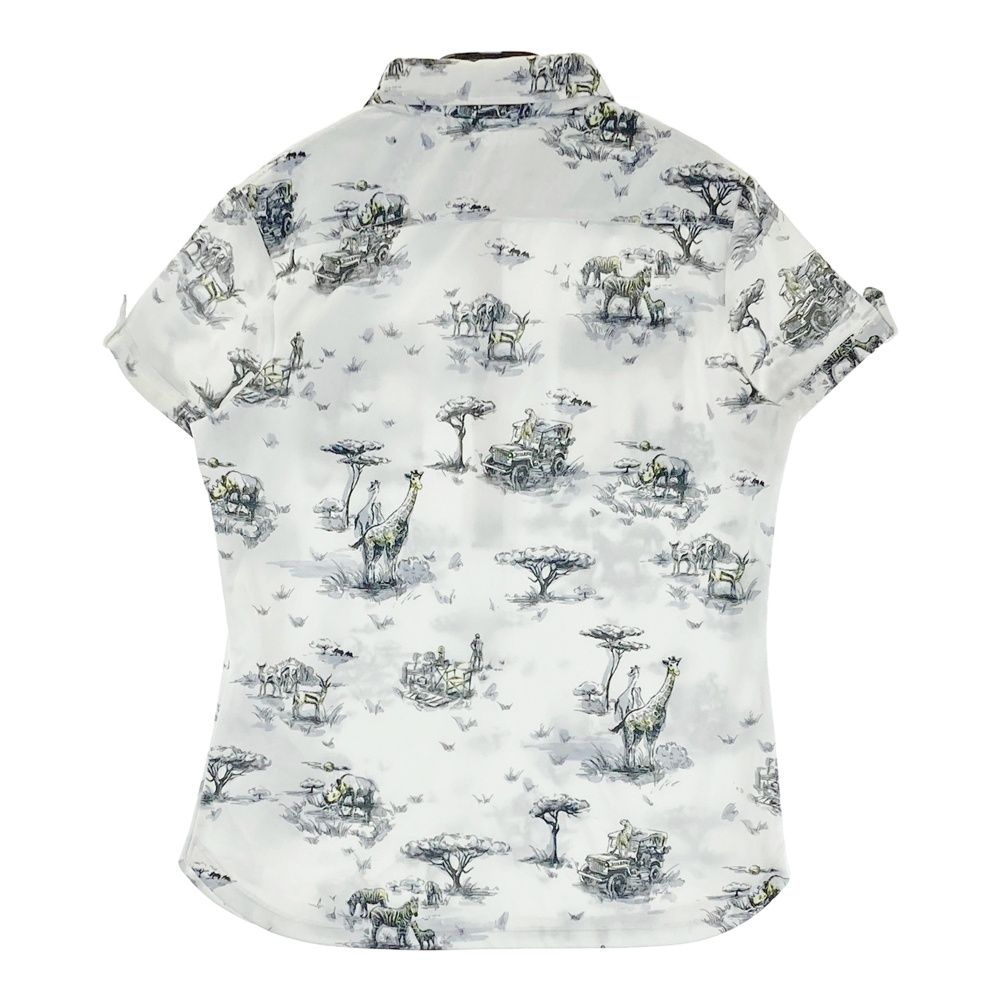 サイズ：L CALLAWAY キャロウェイ 半袖ポロシャツ 総柄 ホワイト系