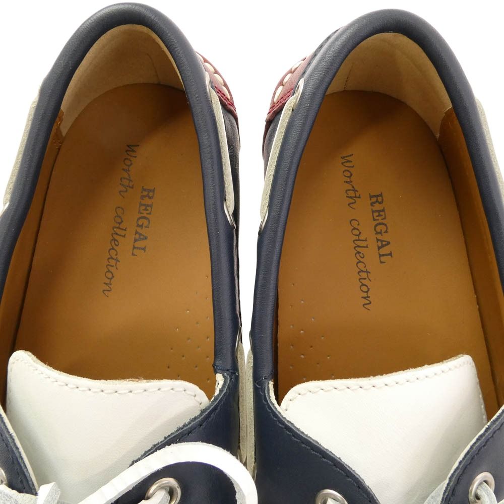 REGAL リーガル JY93 レザー スリッポン デッキシューズ ネイビー系