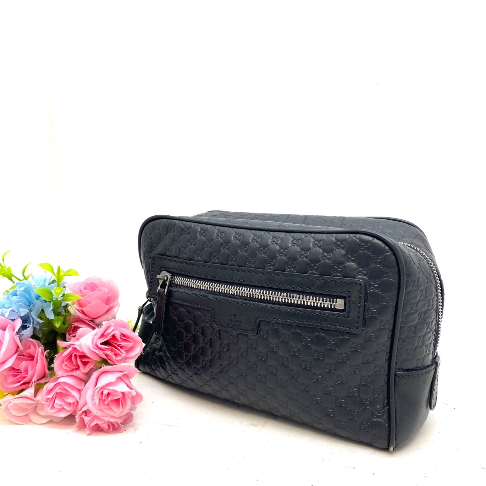 グッチ ハンド セカンド クラッチバッグ マイクロGG レザー FZ391