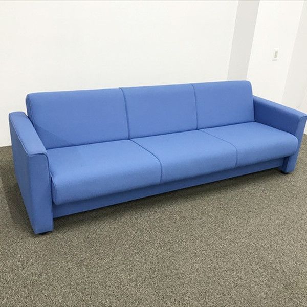 オカムラ 応接用ソファ 3人用 ソファベッド 8301 W2030 ターコイズブルー