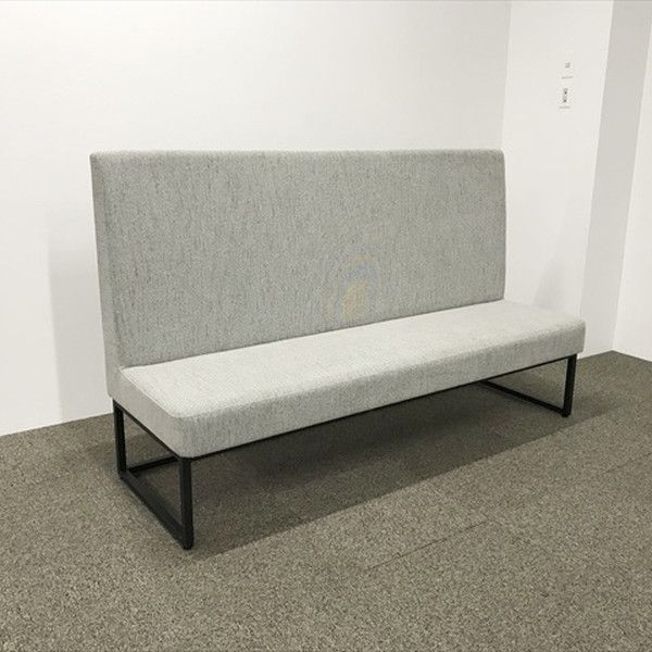 応接用ソファ ハイバック 3人用 クオン ウノベンチ W1800 グレー