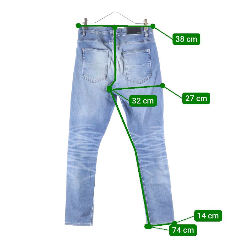 AMIRI (アミリ) MX1 クラッシュ加工 レザーリペア 蛇腹 バイカーデニム