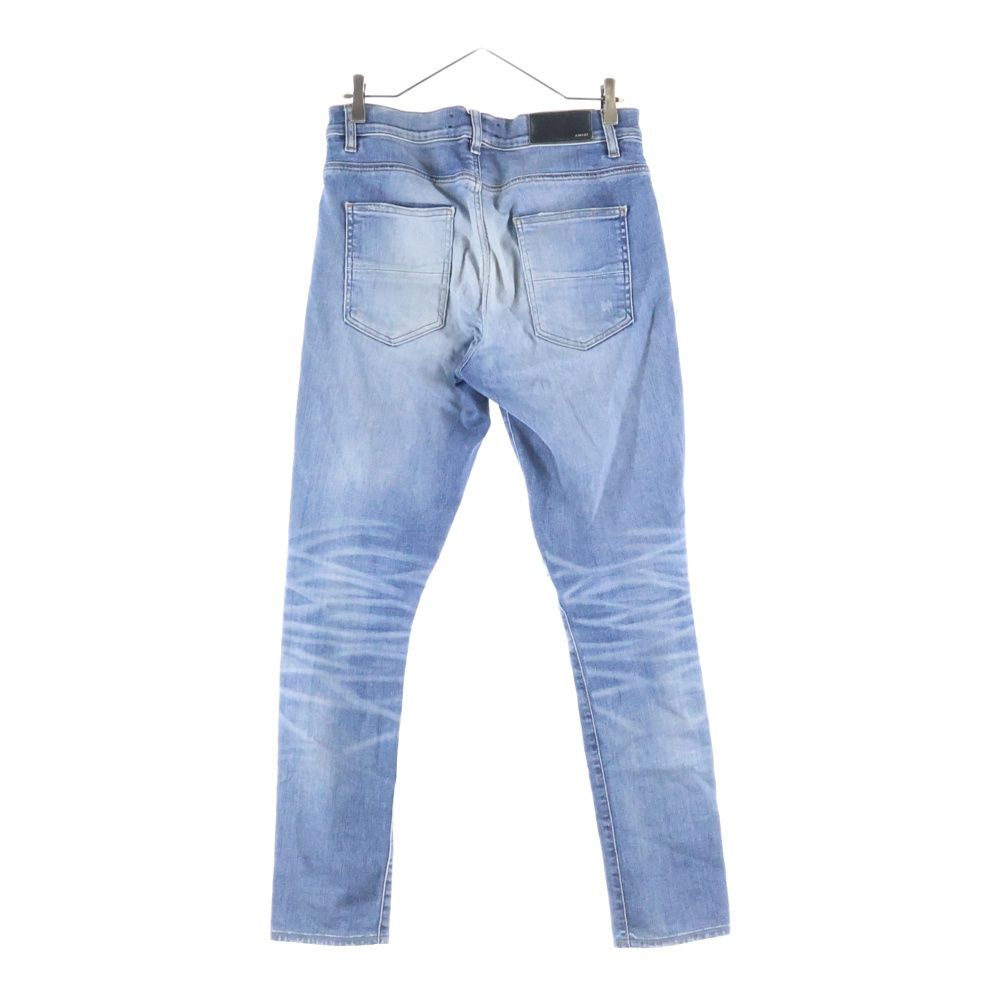 新品未使用　AMIRI MX1 バイカー デニムパンツ クラッシュ加工 AMIRI (アミリ) MX1 クラッシュ加工 レザーリペア 蛇腹 バイカーデニム