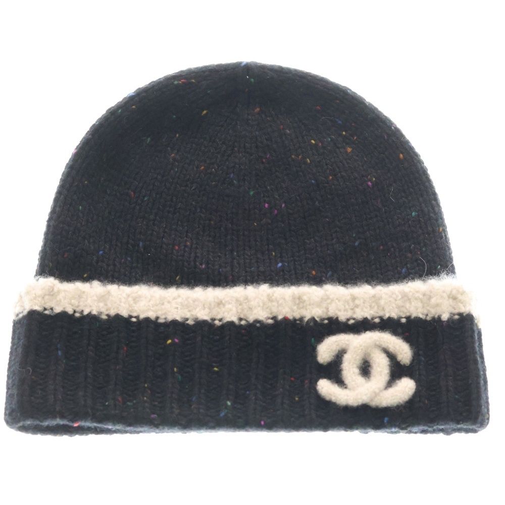 CHANEL (シャネル) ココマーク シルク混 カシミヤ ニットキャップ 帽子