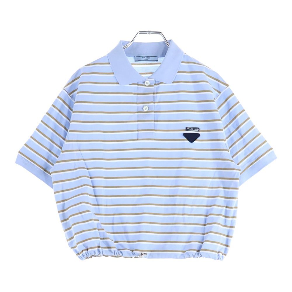 PRADA (プラダ) Cropped Striped Pique Polo Shirt トライアングル