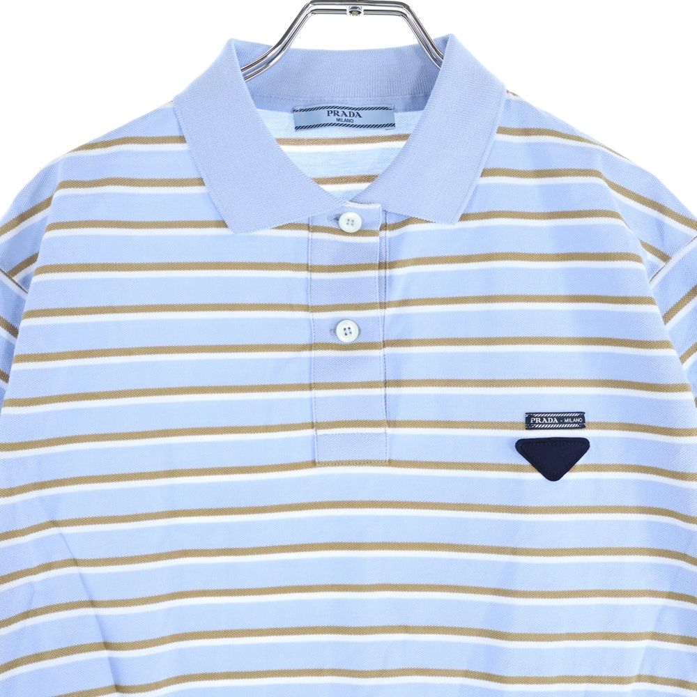 PRADA (プラダ) Cropped Striped Pique Polo Shirt トライアングル