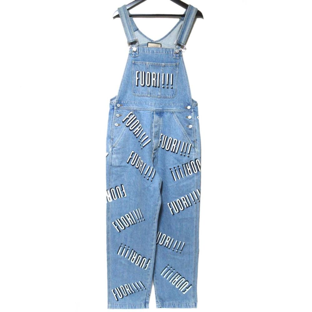 美品 23AW GUCCI グッチ FUORI プリント デニム サロペット