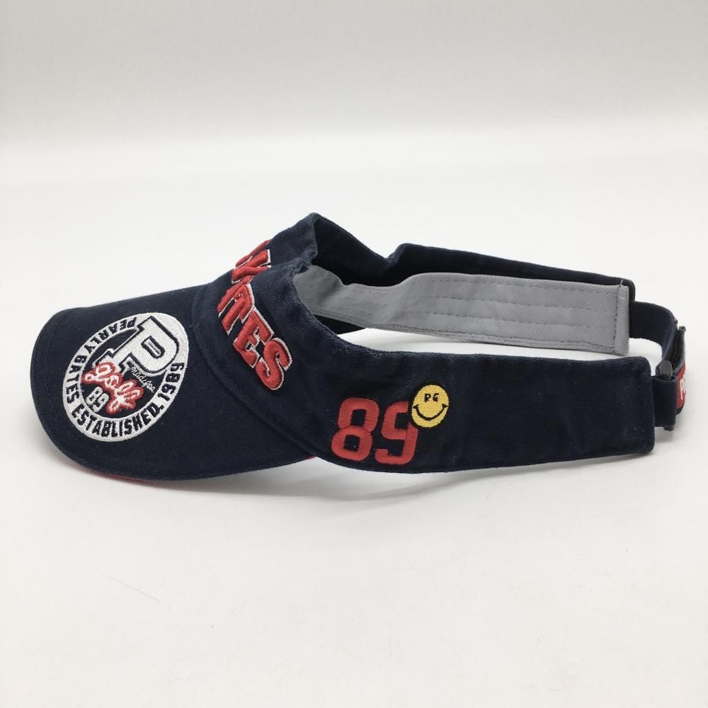 パーリーゲイツ サンバイザー ネイビー×レッド 立体ロゴ ニコちゃん