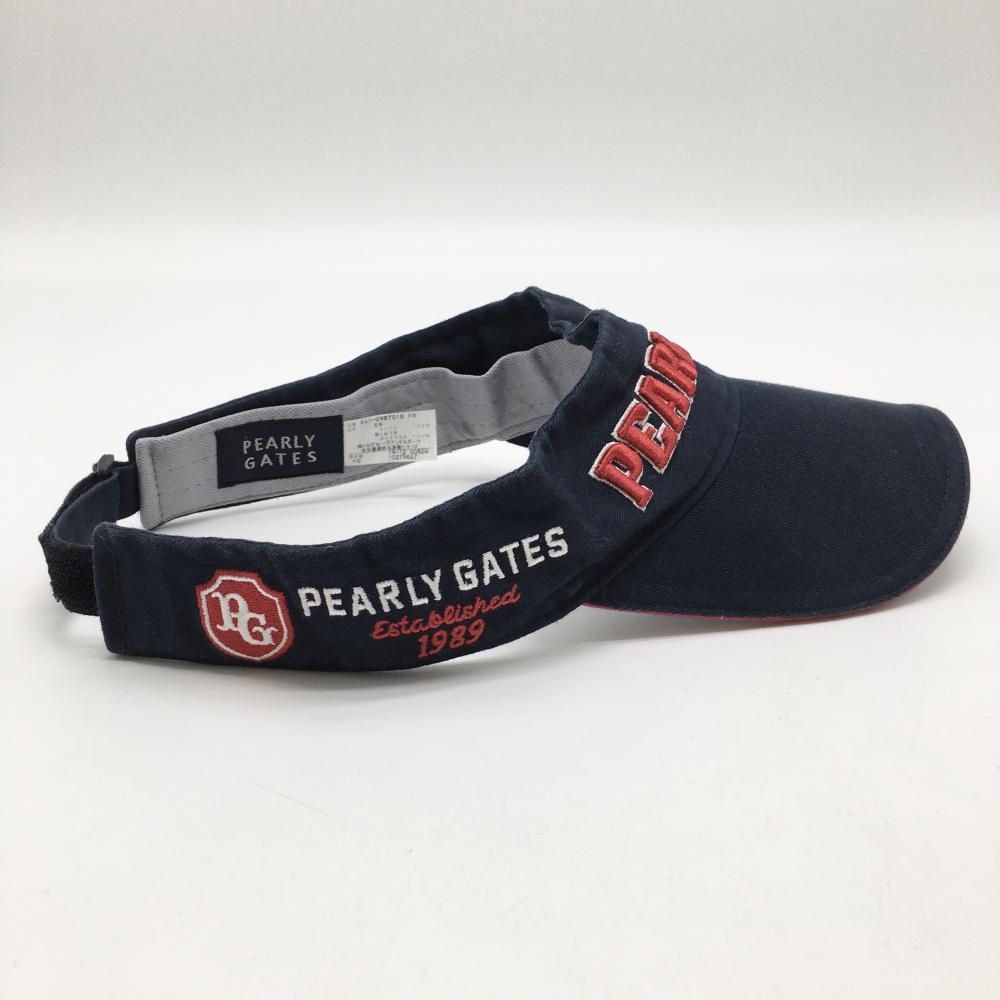 パーリーゲイツ サンバイザー ネイビー×レッド 立体ロゴ ニコちゃん