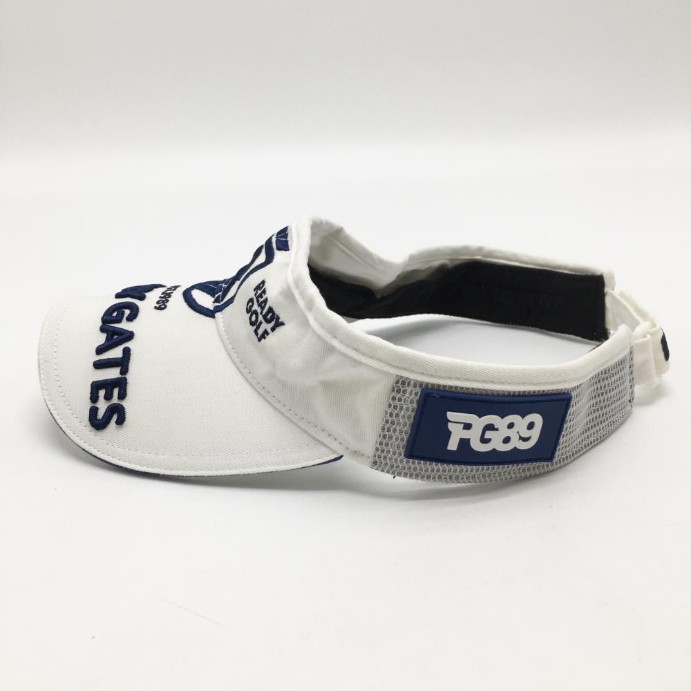 美品】パーリーゲイツ サンバイザー 白×ネイビー 立体ロゴ FR ゴルフ