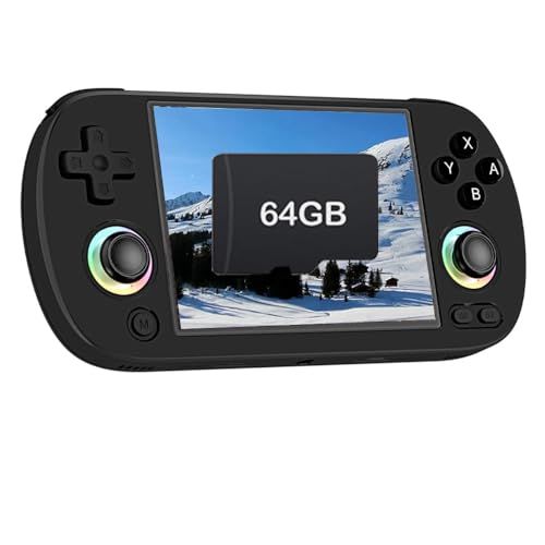 Anbernic RG 40 XX H Whatsko 超薄型横型携帯ゲーム機 64 GB Linuxシステム搭載 4 0インチIPSOCAフルスクリーン WiFiオンライン対戦Bluetooth機能付 RGB照明効果 ブラックpo d 031990 c