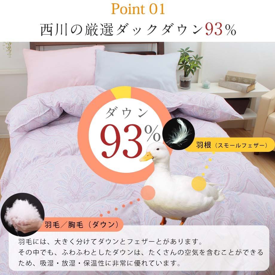 2/2】日本製 nishikawa 昭和西川 KA 0440 4314 羽毛掛け布団 ダック