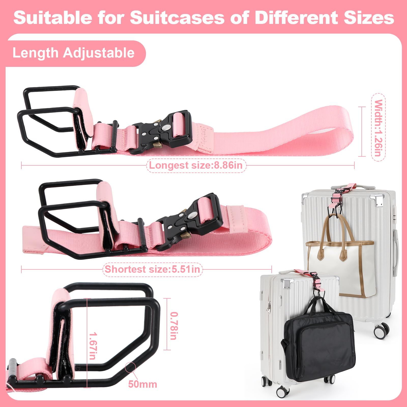 Exshoiu ラゲッジフックストラップ、Jフック 荷物ストラップ 客室