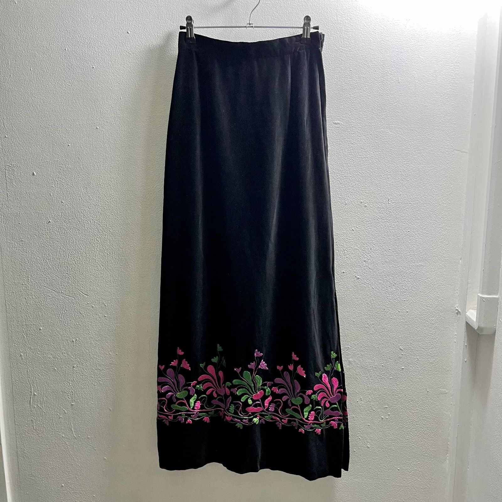 USA 60s Vintage 刺繍 ロングスカート アメリカ ヴィンテージ ベロア