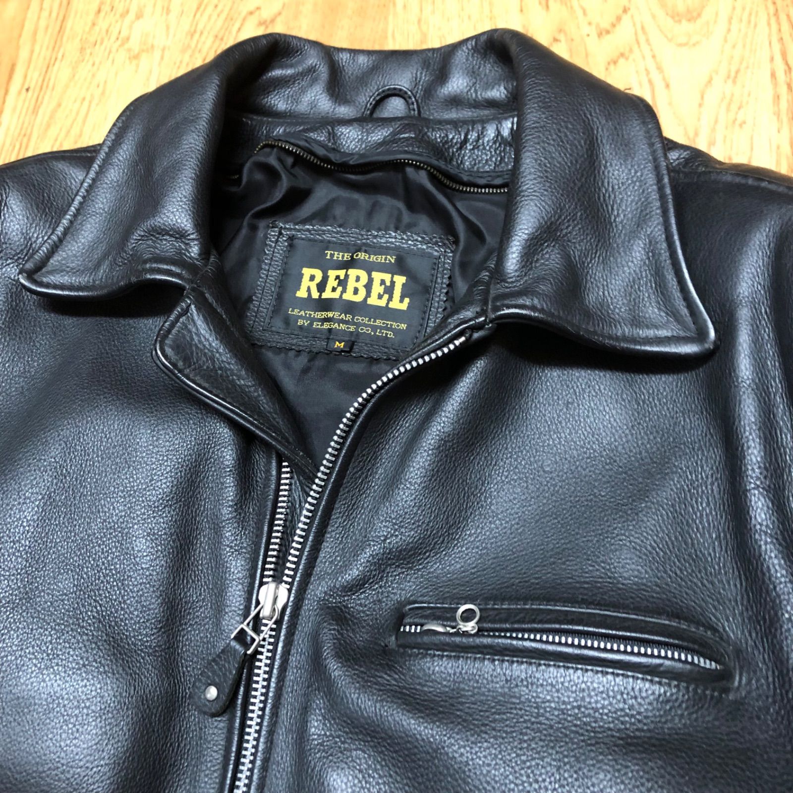 90's THE ORIGIN REBEL メンズM ブラック レザージャケット ライダース