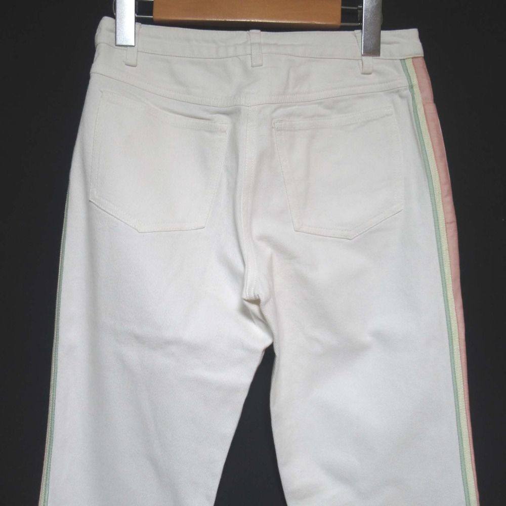 美品 01C CHANEL シャネル ココマークボタン サイドライン デニム  