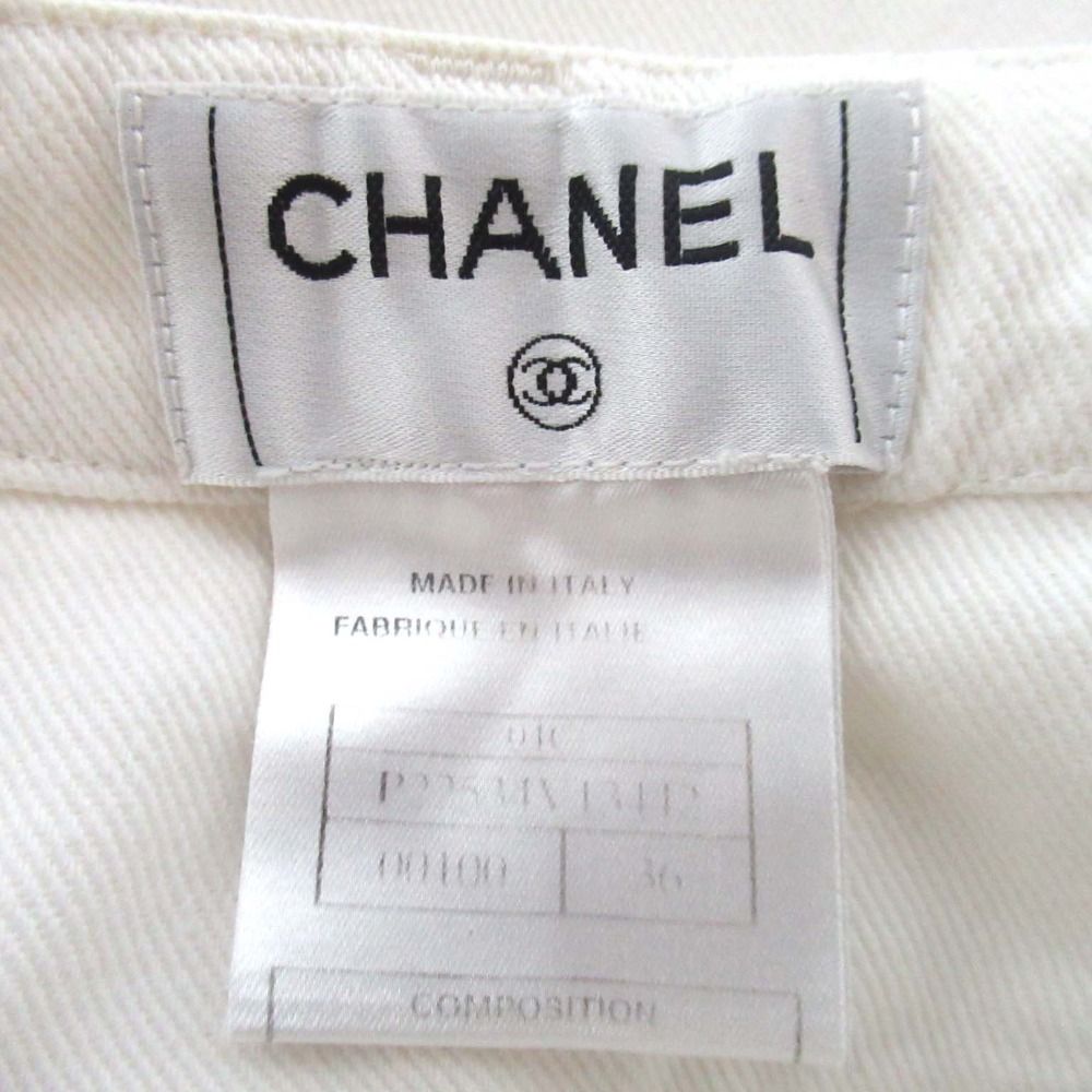 美品 01C CHANEL シャネル ココマークボタン サイドライン デニム  