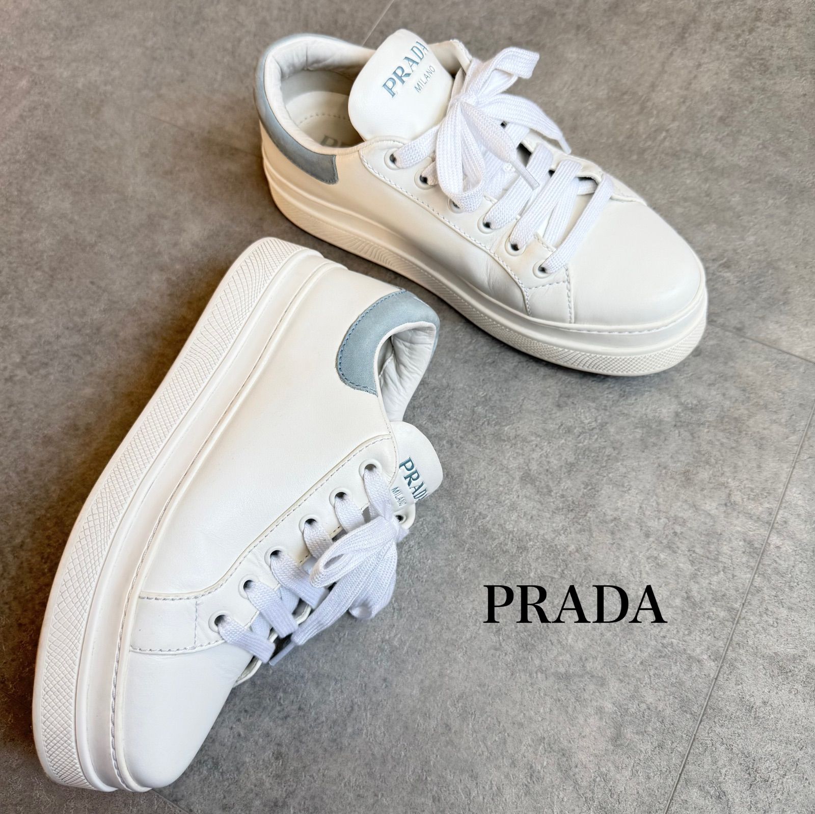 PRADA プラダ スニーカー ロゴ 白 厚底 【公式通販】
