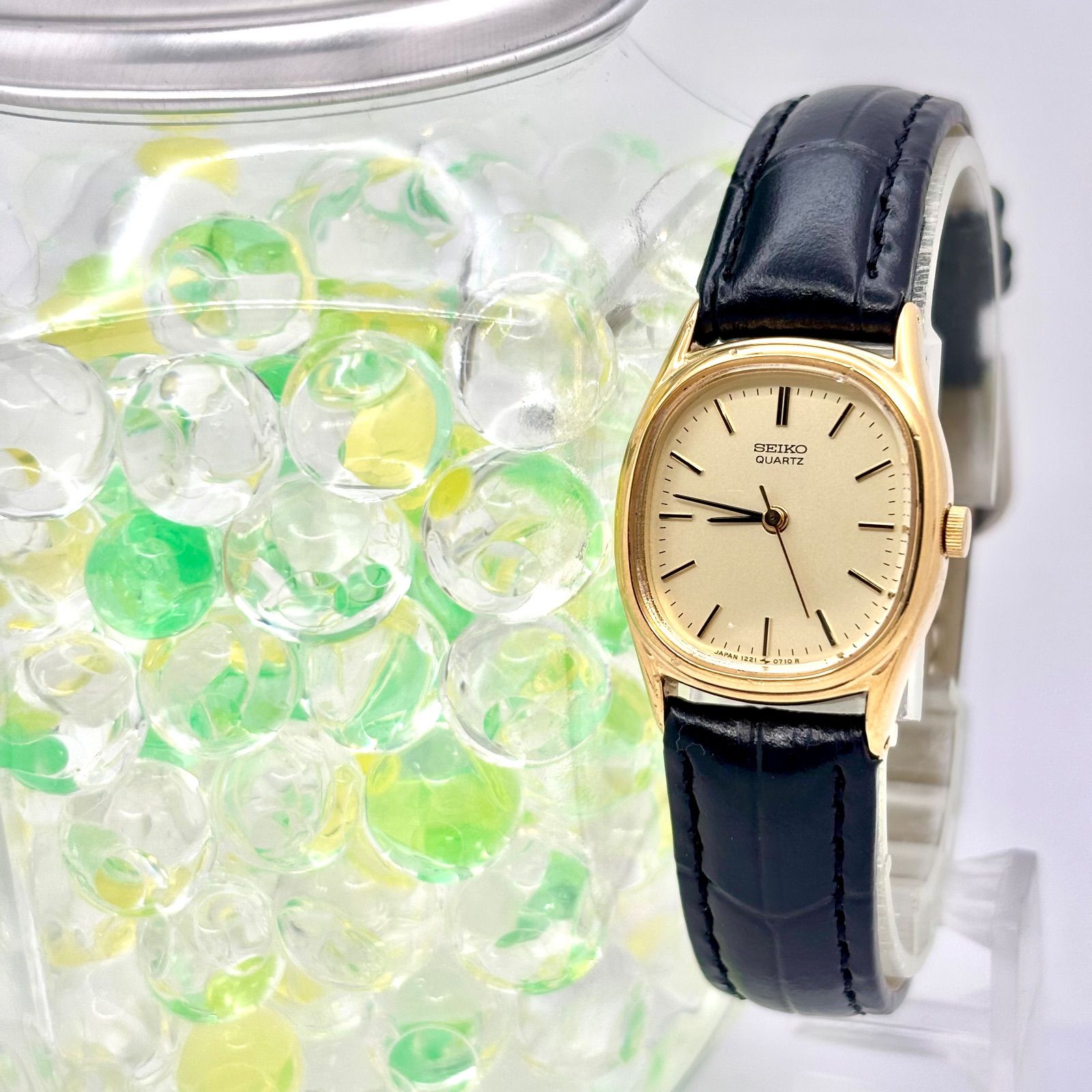 稼動　腕時計　SEIKO セイコー　ゴールド 新品電池　レディース　 I65 新品電池】SEIKO セイコー レディース 腕時計 ゴールド オーバル 1221