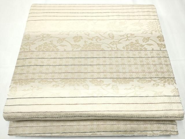 平和屋着物○両方向 両面 全通柄袋帯 櫛織 花丸文 金銀糸 正絹 逸品