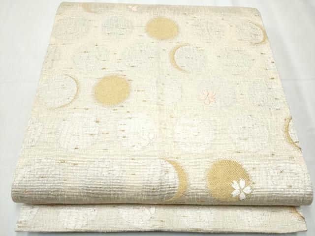 平和屋着物○両方向 両面 全通柄袋帯 櫛織 花丸文 金銀糸 正絹 逸品